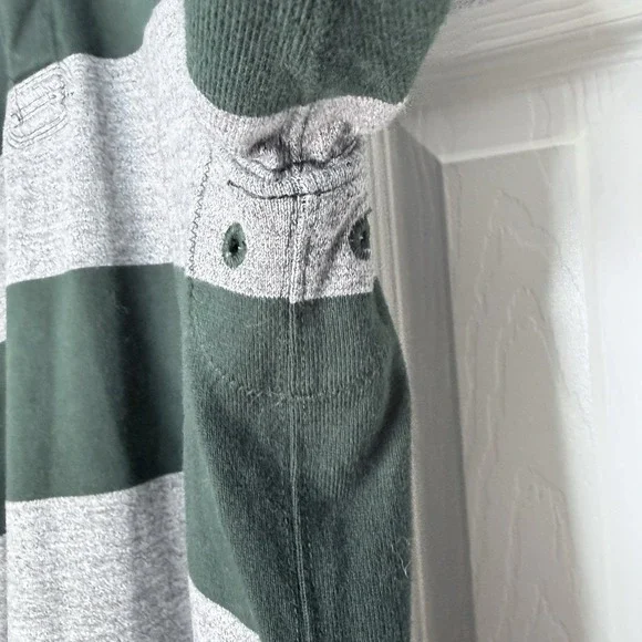 men's‎ M J Crew rugby shirt in Green Heather Hoop stripe NWOT